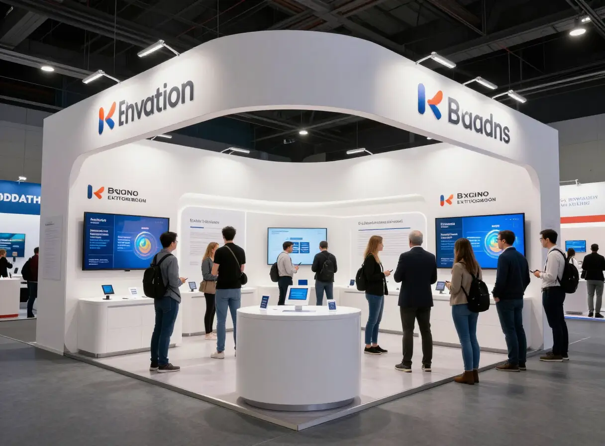 Pop-up stand with visitors